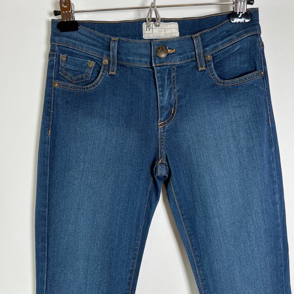Free People High Rise Super Flare Jeans SIZE 27 Blue Raw Hem Pockets - Picture 7 of 11